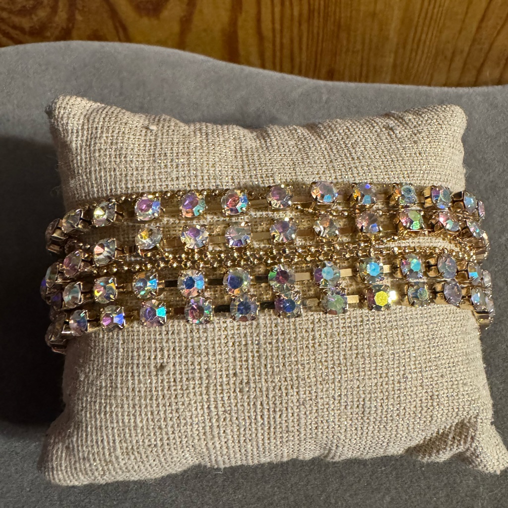 Claires Gold Tone Multi Strand Rhinestone Bracelet 15$